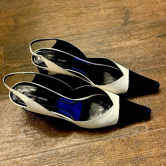 Giorgio Armani black and white heels, size 40.5 - Picture 1 of 4